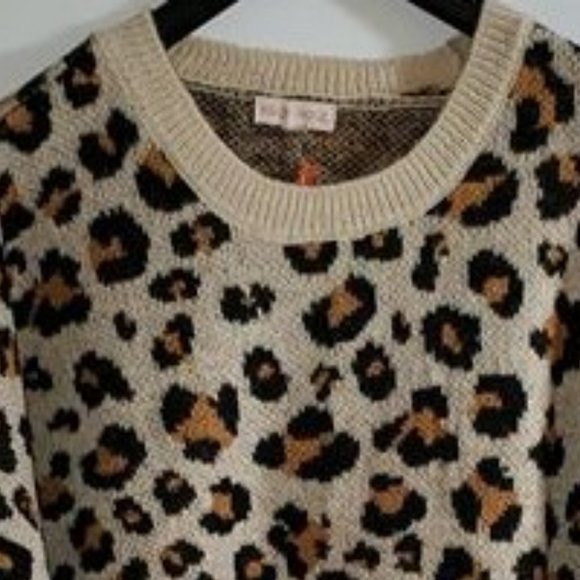Crewneck Sweater size 3X Leopard Print Knox Rose New - Picture 2 of 5